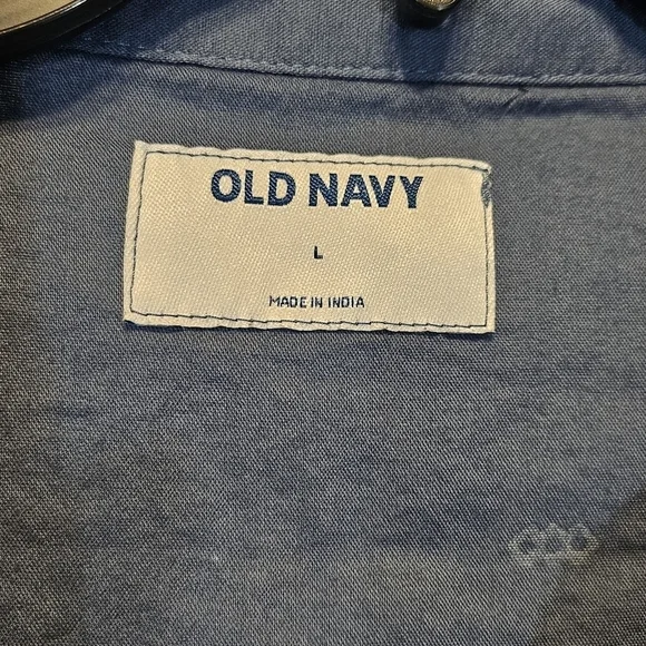 Old Navy Greyish Blue 54% Cotton 46% Rayon Button Up Shirt Size L - Picture 4 of 5
